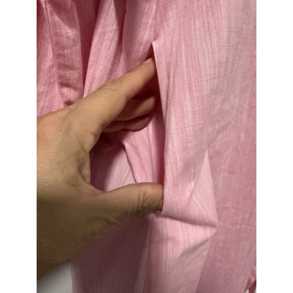 Pink Cotton Linen Shift Tunic Dress White Trim Pockets Side Zip Resort XXL NWT - Picture 4 of 15